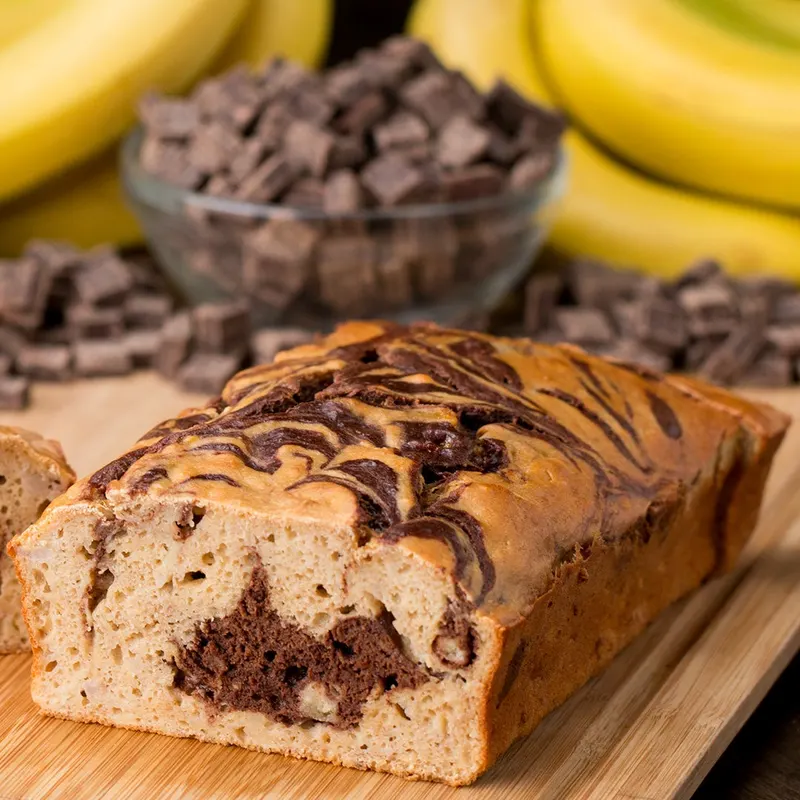 Vegetarian Nut-Free Dark Chocolate Swirl Banana Bread