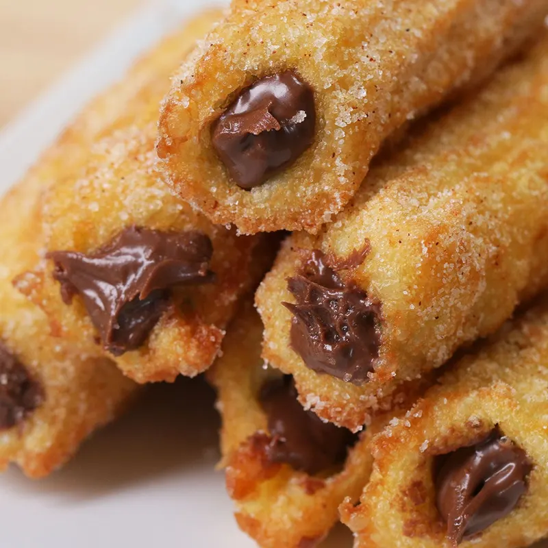 Vegetarian Dairy-Free Chocolate Hazelnut Churros by Tasty Miam