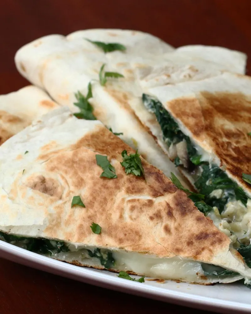 Vegetarian Nut-Free Spinach & Mushroom Quesadilla