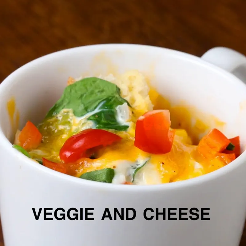 Vegetarian Nut-Free Veggie And Cheese Breakfast In A Mug