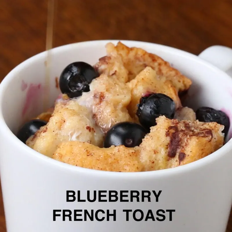 Vegetarian Nut-Free Blueberry French Toast In A Mug