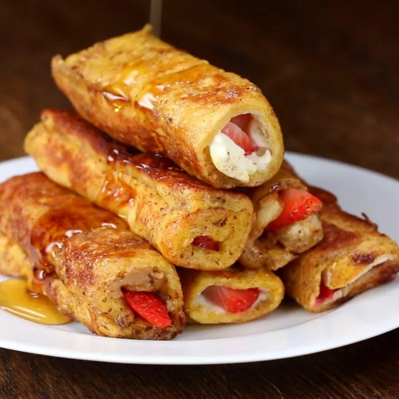 Vegetarian Nut-Free Strawberry Cream Cheese French Toast Roll-up