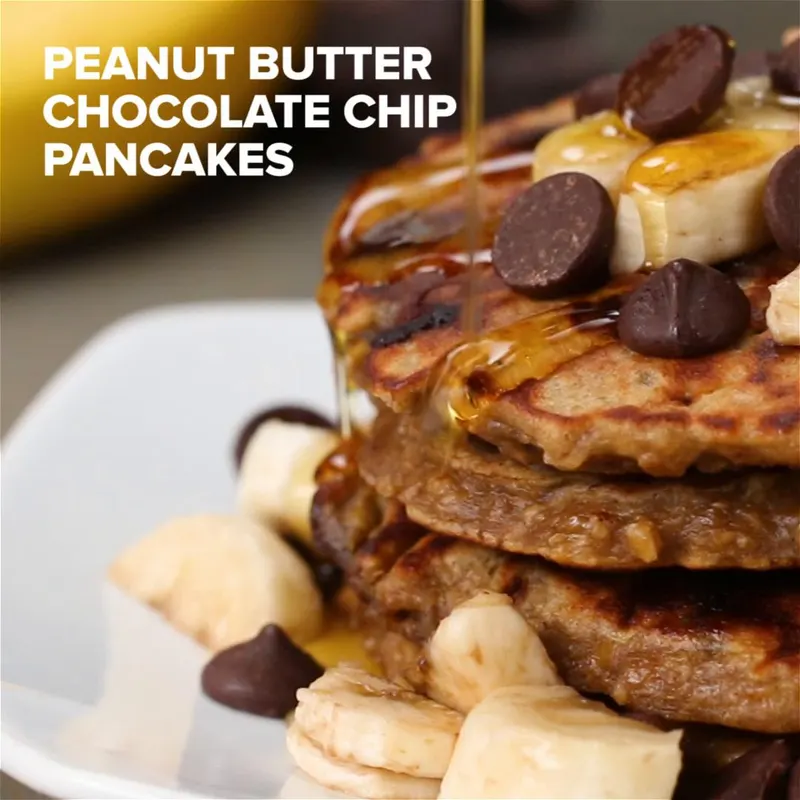 Vegetarian Gluten-Free Healthy Peanut Butter Chocolate Chip Pancakes