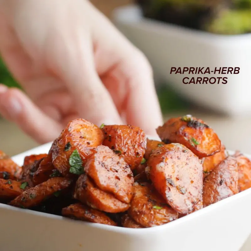 Vegan Vegetarian Paprika Herb Roasted Carrots