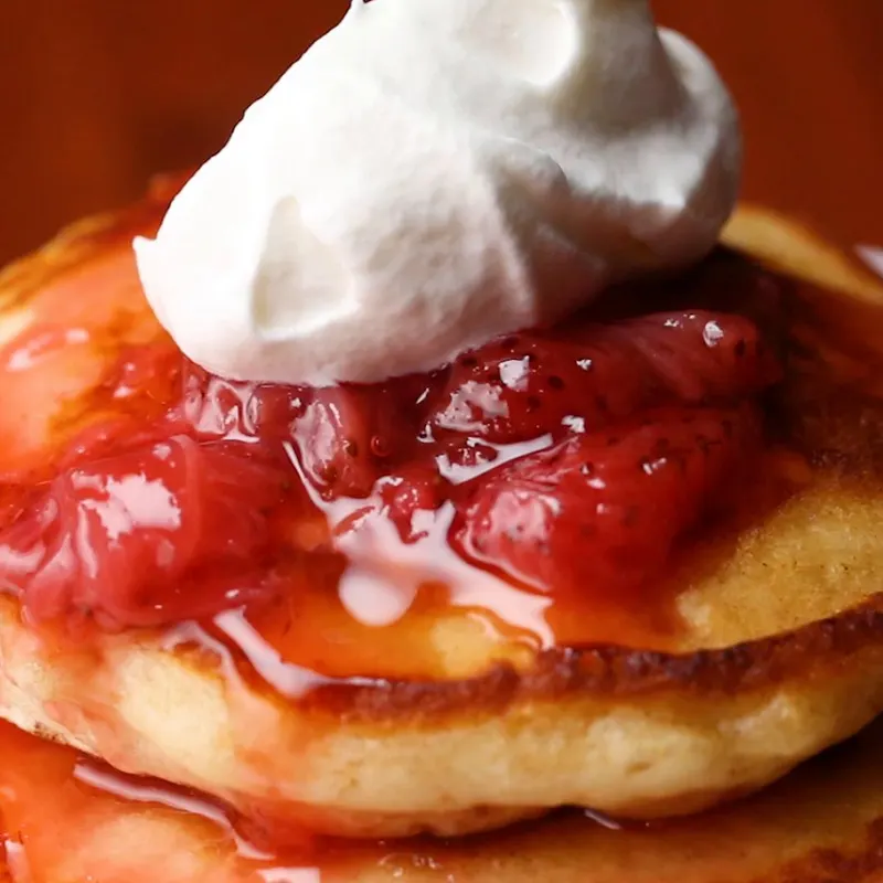 Vegetarian Nut-Free Strawberry Shortcake Pancakes