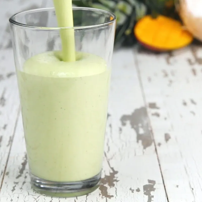 Vegan Vegetarian Tropical Green Protein Smoothie