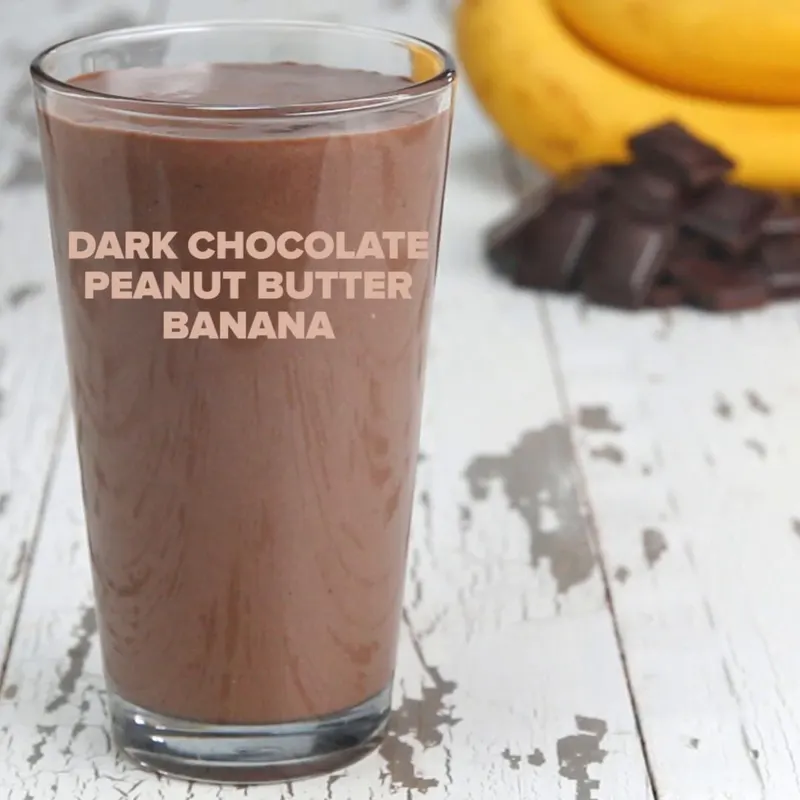 Vegetarian Gluten-Free Dark Chocolate Peanut Butter Banana Protein Smoothie