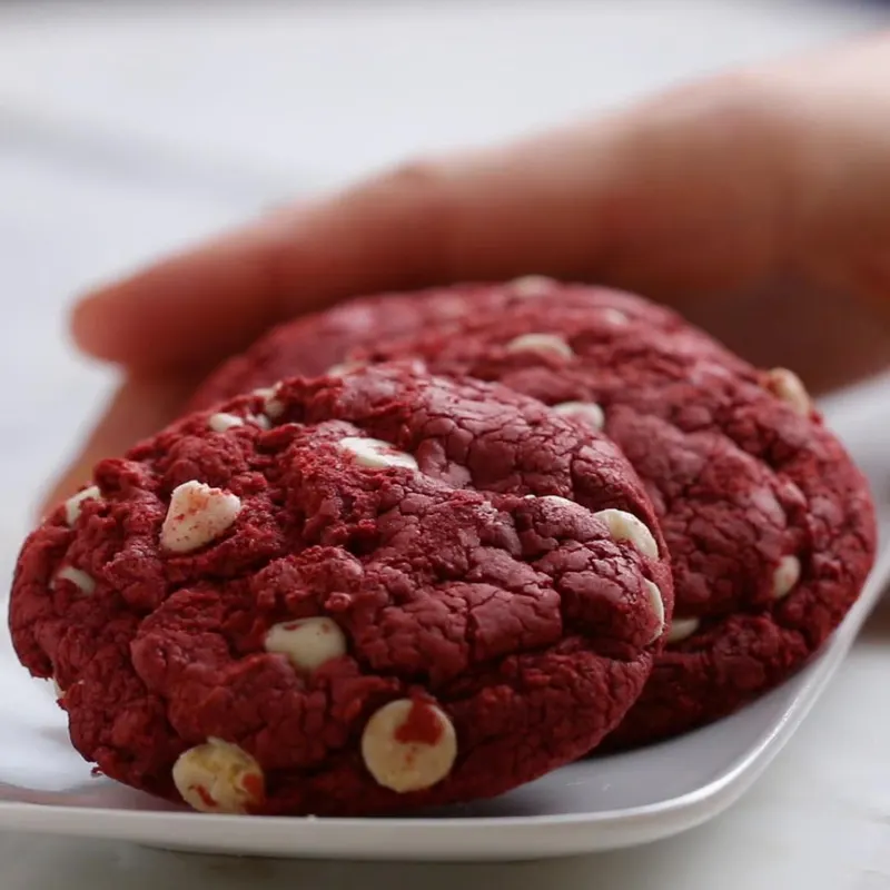 Vegetarian Gluten-Free Red Velvet White Chocolate Cake Mix Cookies