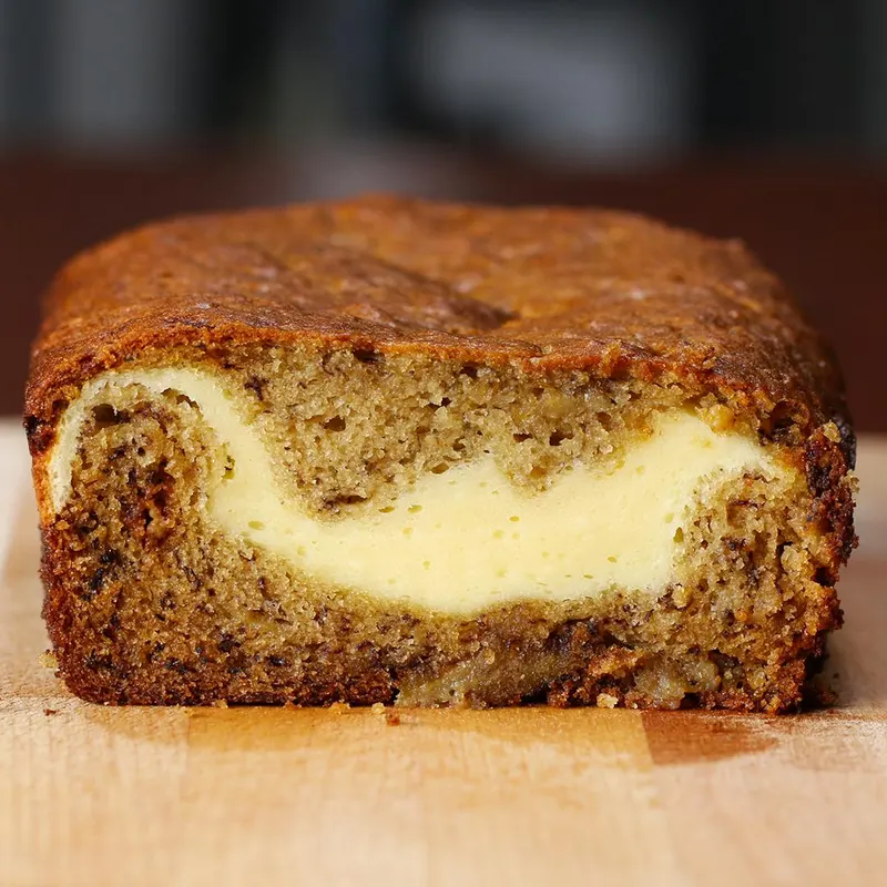 Vegetarian Nut-Free Cheesecake-Filled Banana Bread