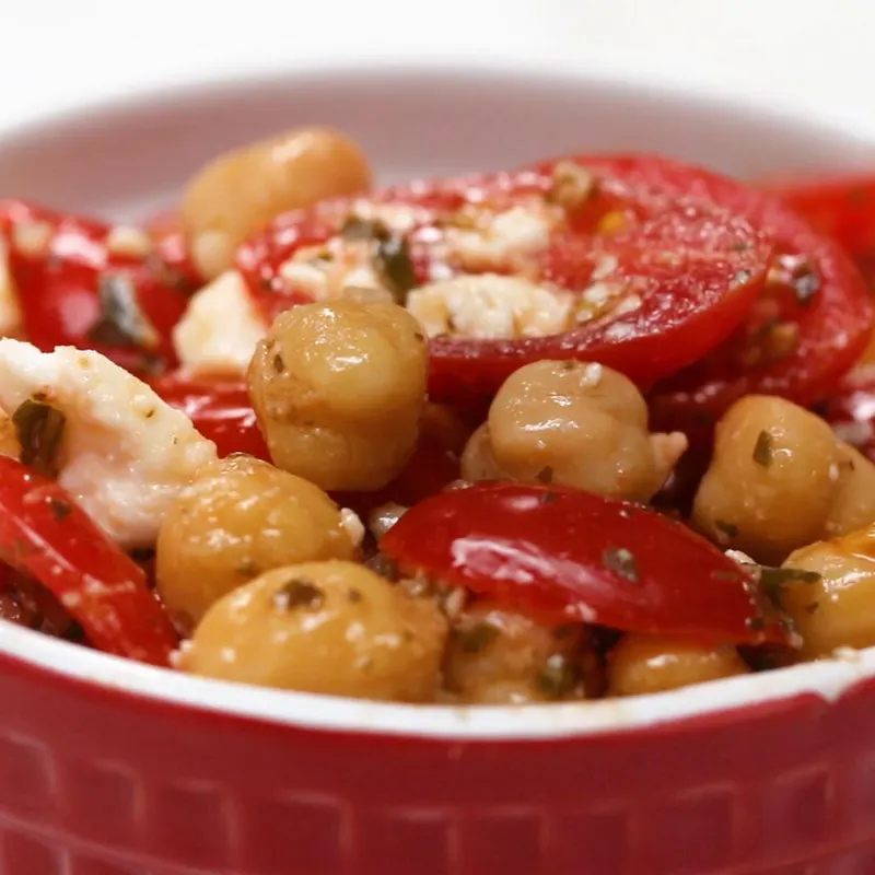 Vegetarian Gluten-Free Pesto Chickpea Snack Salad