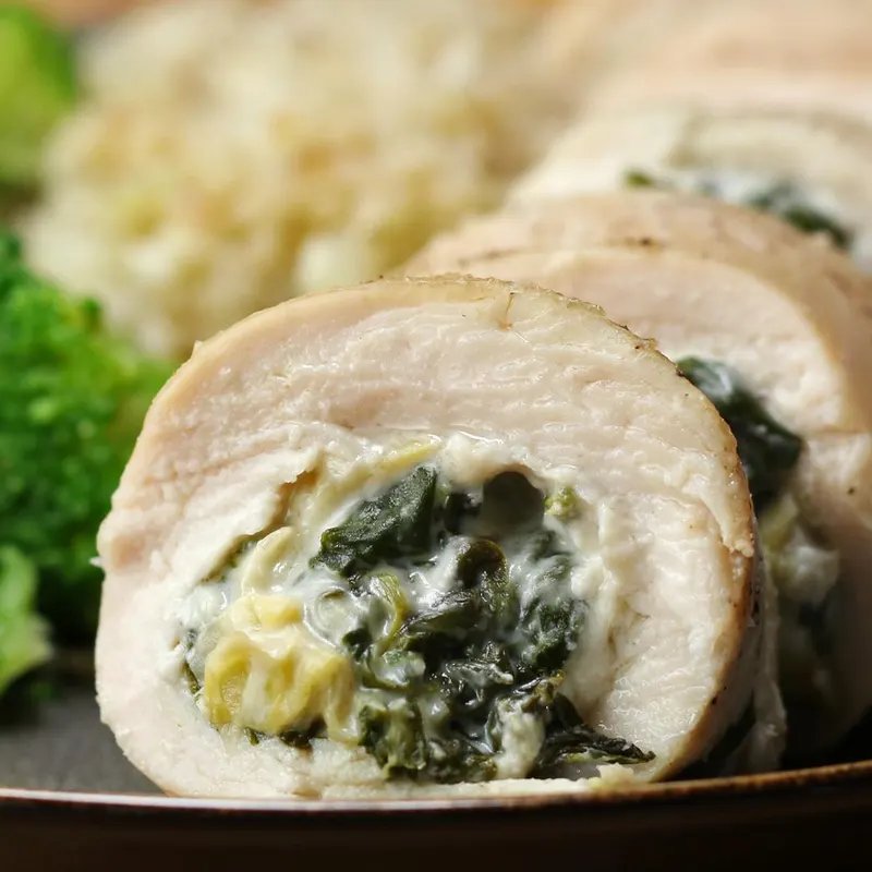 Gluten-Free Keto Keto-Friendly Spinach & Artichoke Chicken Rolls