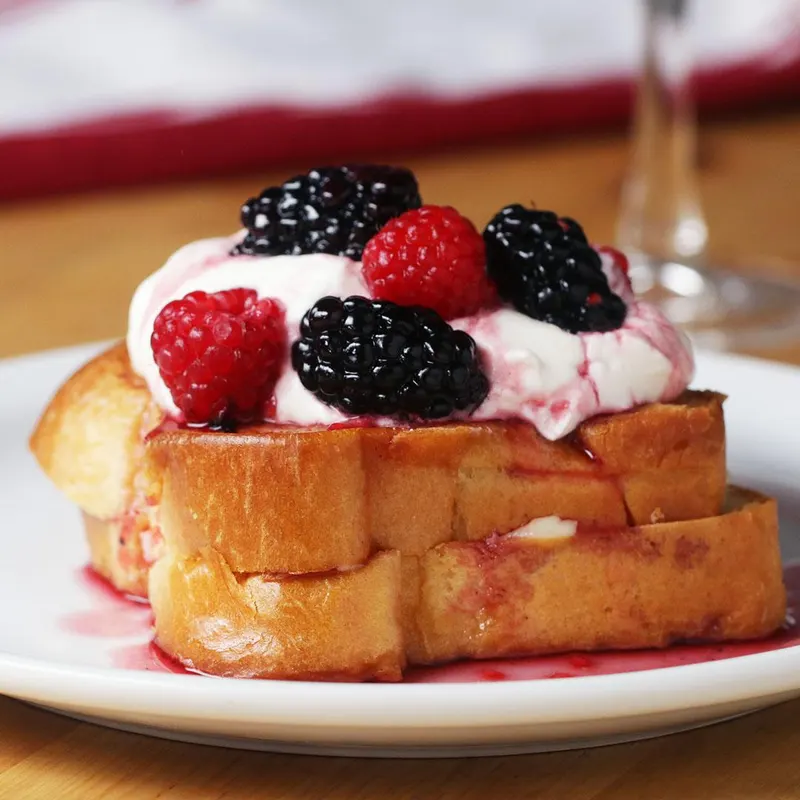 Vegetarian Nut-Free Berry-Stuffed French Toast For Two