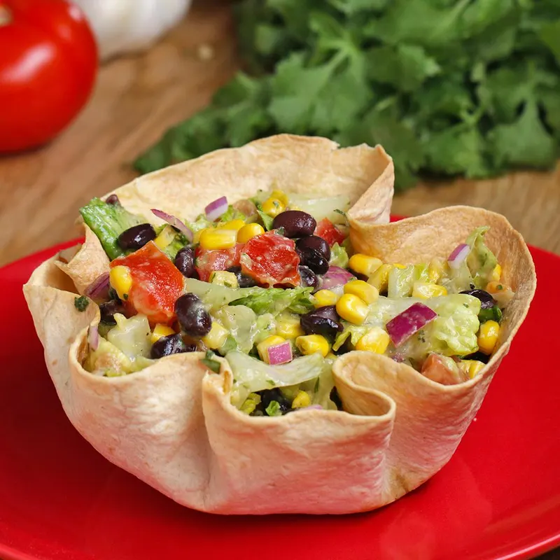 Vegan Vegetarian Tortilla Bowl Southwestern Salad