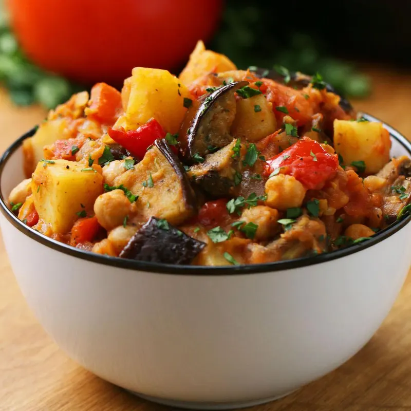 Vegan Vegetarian Eggplant Potato Tomato Stew