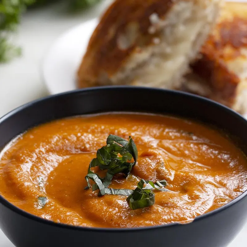 Vegan Vegetarian Slow Cooker Roasted Tomato Basil Soup