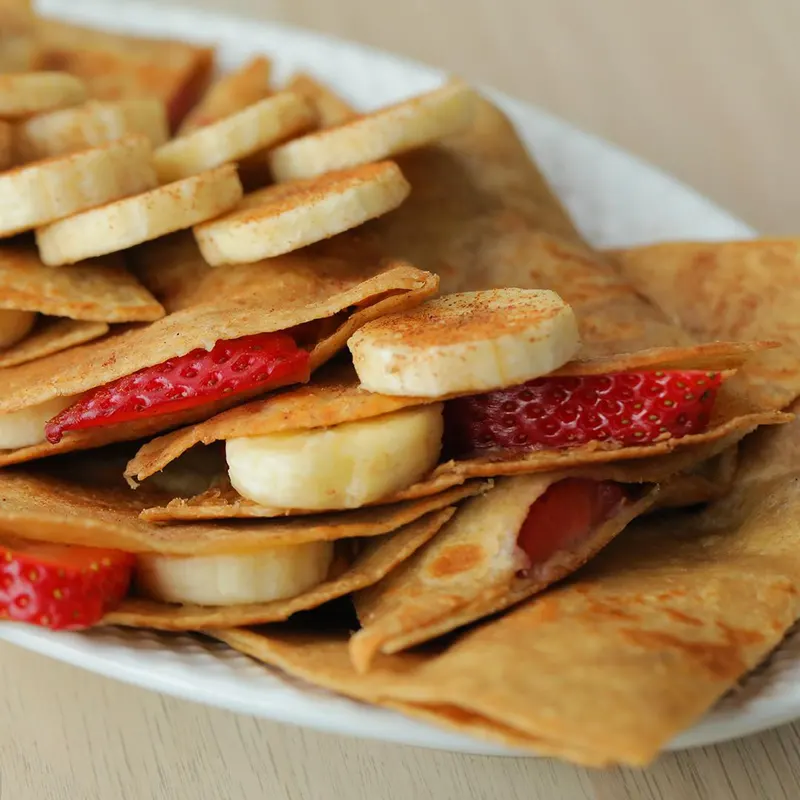 Vegetarian Shellfish-Free Peanut Butter, Strawberry, And Banana Quesadilla