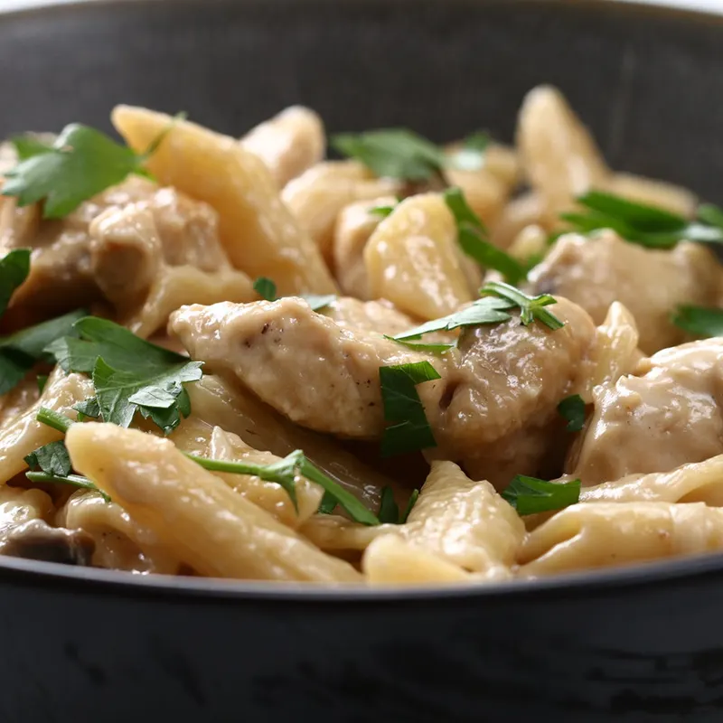 Nut-Free Shellfish-Free One-Pot Creamy Chicken Marsala Pasta