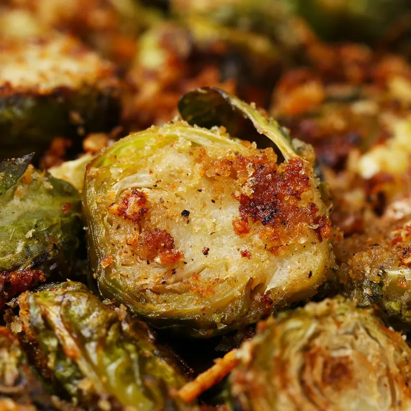 Vegetarian Nut-Free Roasted Garlic Parmesan Brussels Sprouts