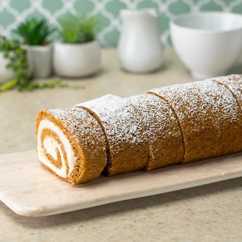 Vegetarian Nut-Free Pumpkin Spice Swiss Roll