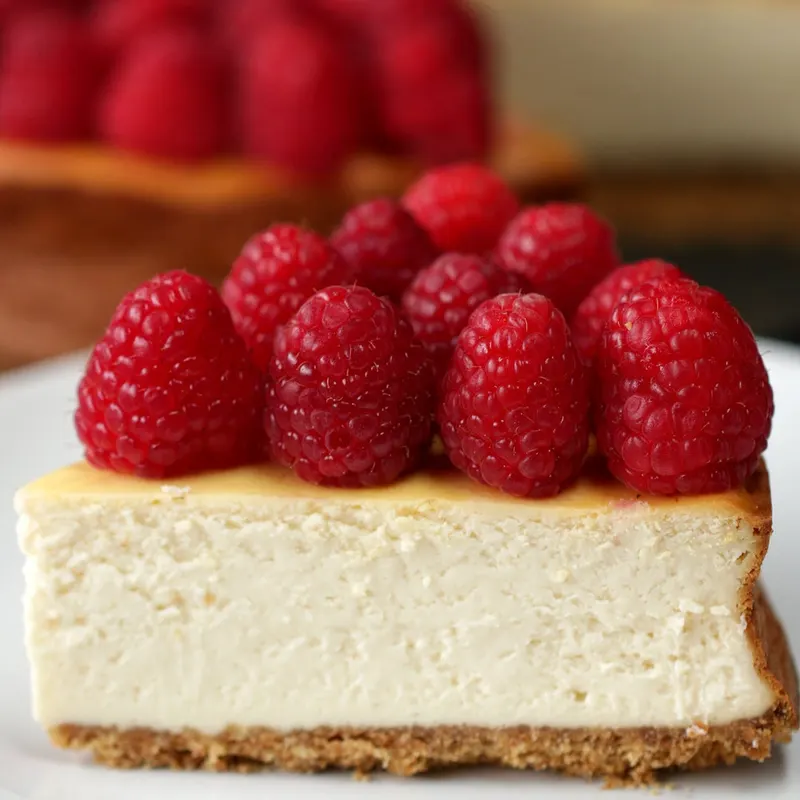 Nut-Free Lighter Raspberry Cheesecake