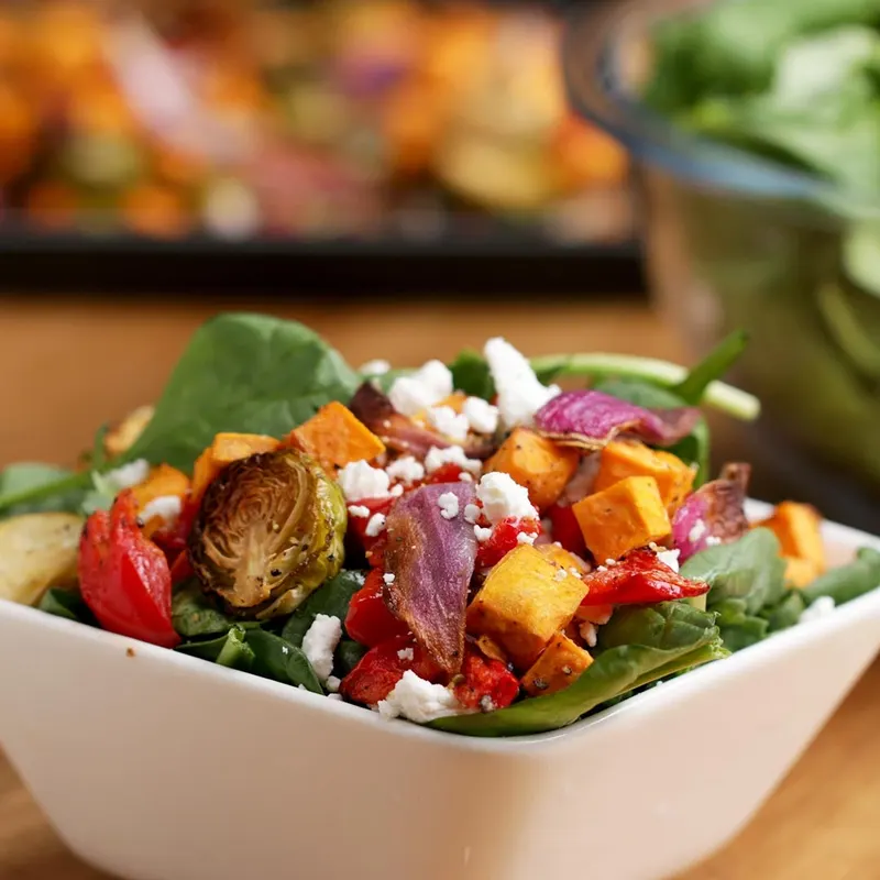 Vegan Vegetarian Roasted Veggie Salad With Maple Balsamic Vinaigrette