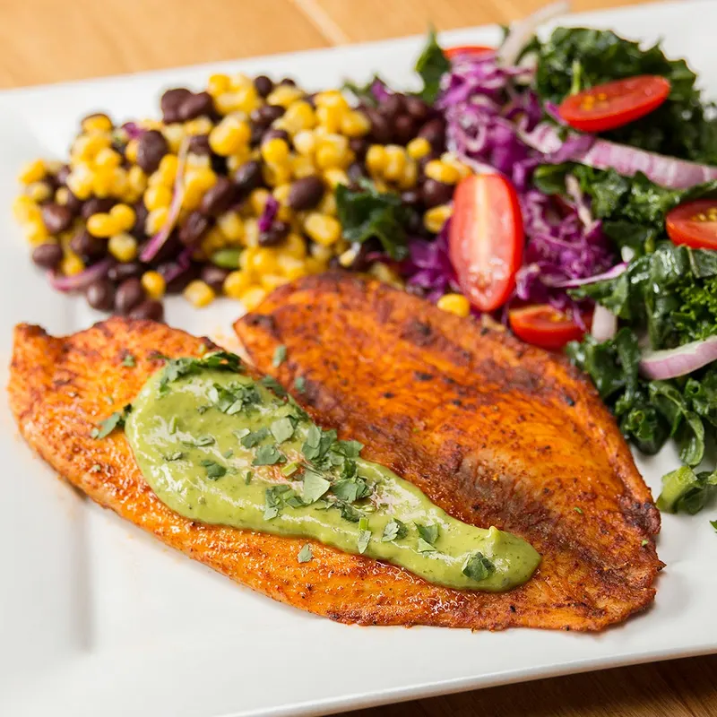 Vegetarian Gluten-Free Chili Lime Baked Tilapia With Avocado Crema