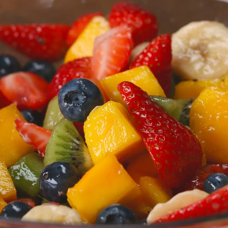 Vegan Vegetarian Rainbow Fruit Salad With Honey Lime Dressing