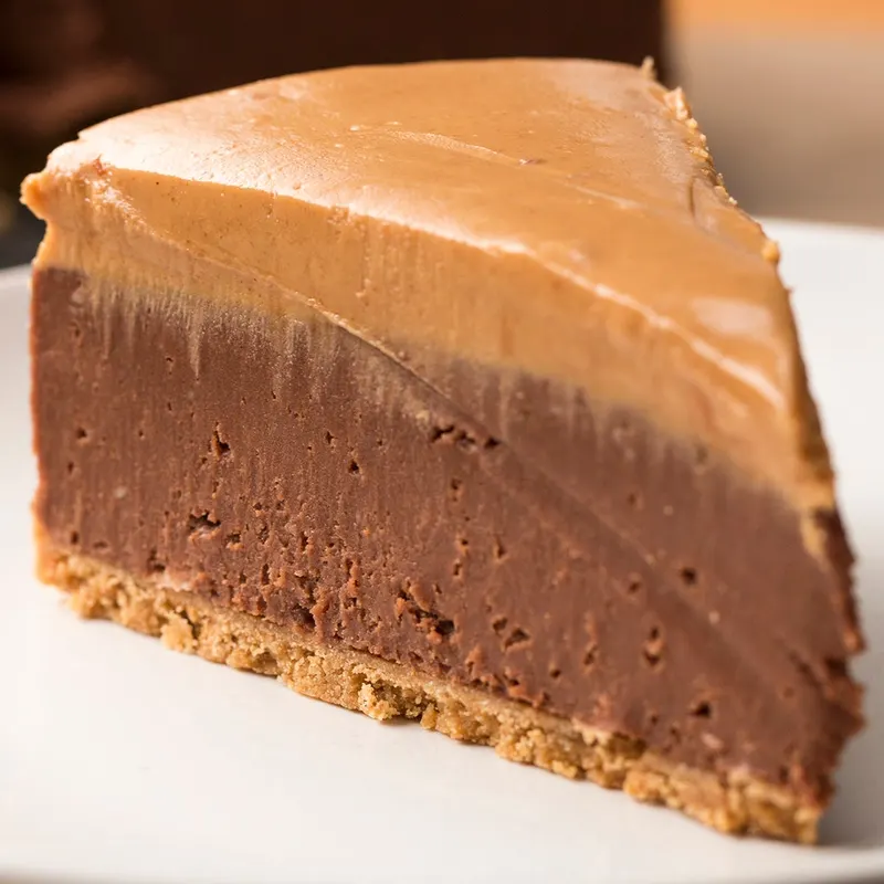 Vegetarian Egg-Free No-Bake Chocolate Peanut Butter Cheesecake