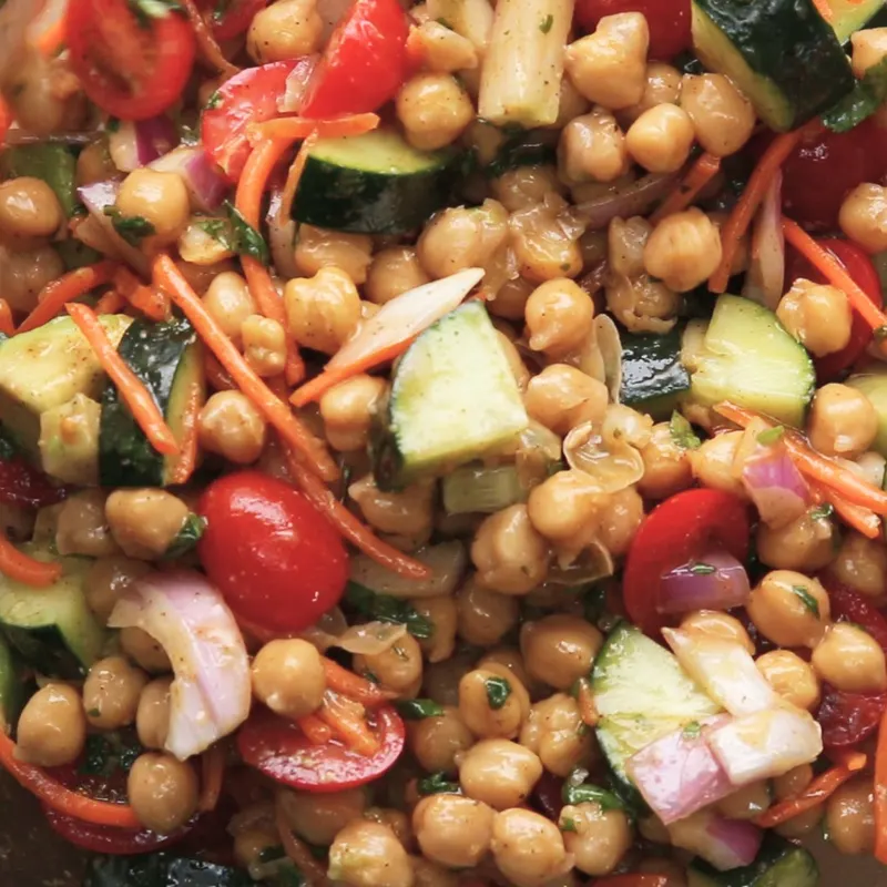 Vegan Vegetarian Avocado Chickpea Salad with Chili Lime Dressing