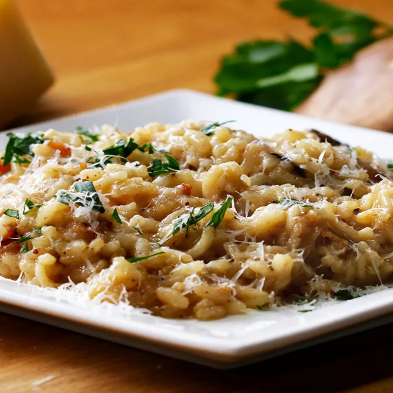 Gluten-Free Nut-Free One-Pot Bacon And Wild Mushroom Risotto