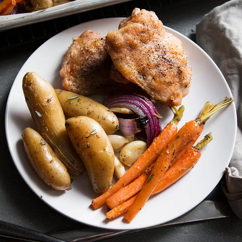 Gluten-Free Dairy-Free Easy One-Tray Chicken Thighs And Veggies
