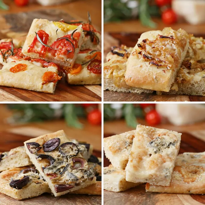 Vegetarian Nut-Free Herbed Flatbread (Focaccia) 4 Ways