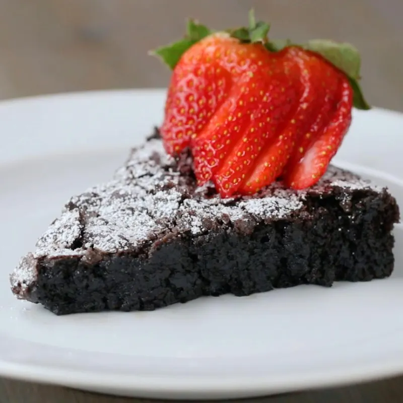Vegetarian Nut-Free Swedish Sticky Chocolate Cake (Kladdkaka)