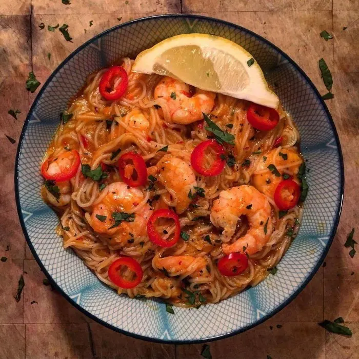 Nut-Free Egg-Free Laksa King Prawn Noodles — Malaysian recipe