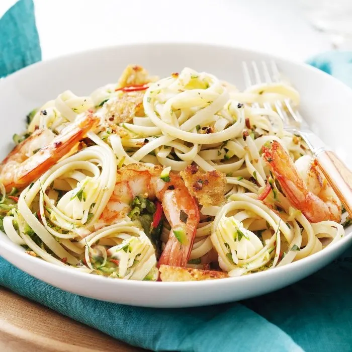 Dairy-Free Nut-Free Chili prawn linguine — Italian recipe