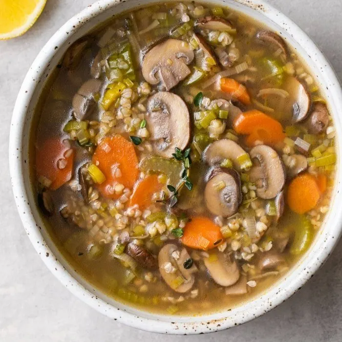 Vegetarian Nut-Free Mushroom soup with buckwheat — Croatian recipe