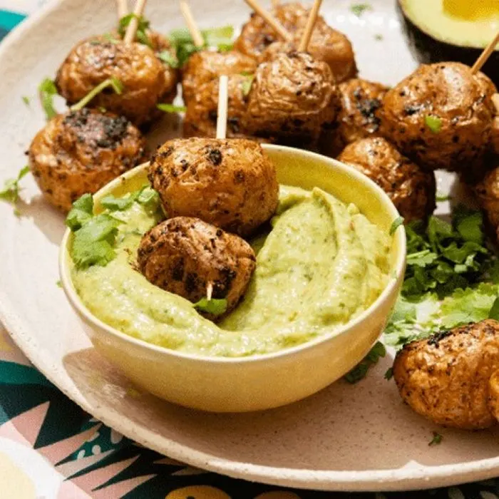 Vegetarian Nut-Free Avocado dip with new potatoes — Australian recipe