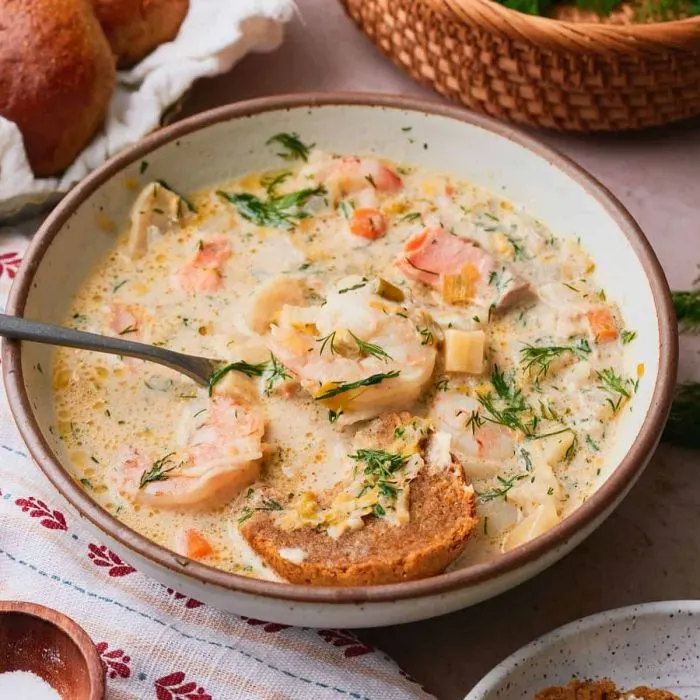 Nut-Free Egg-Free Fiskesuppe (Creamy Norwegian Fish Soup) — Norway recipe