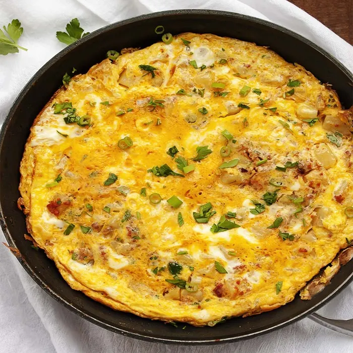 Gluten-Free Nut-Free Chorizo, potato & cheese omelette — Spanish recipe