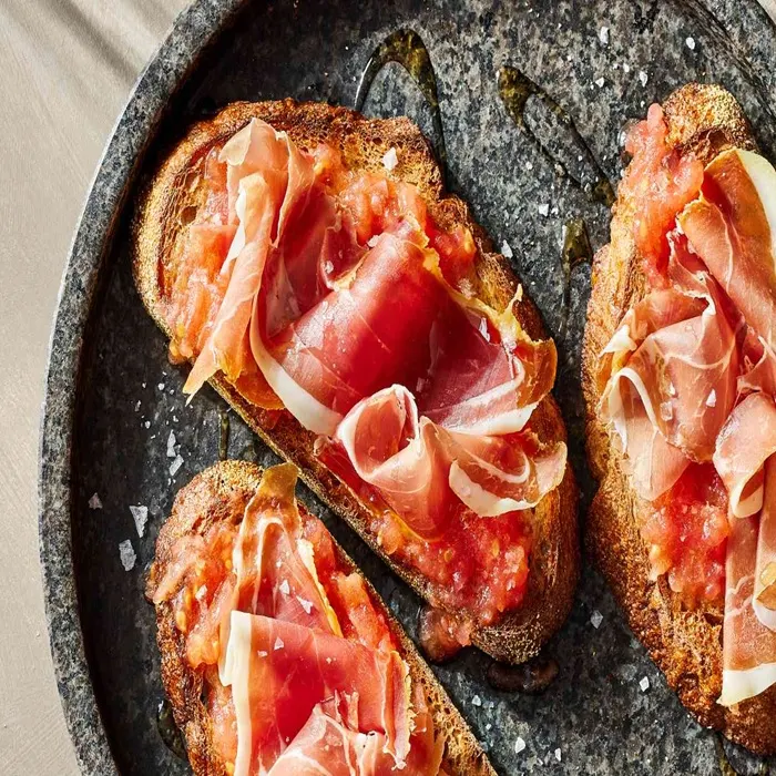 Dairy-Free Nut-Free Spanish tomato bread with jamón Serrano — Spanish recipe
