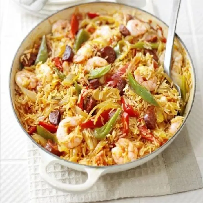 Gluten-Free Dairy-Free Spanish rice & prawn one-pot — Spanish recipe