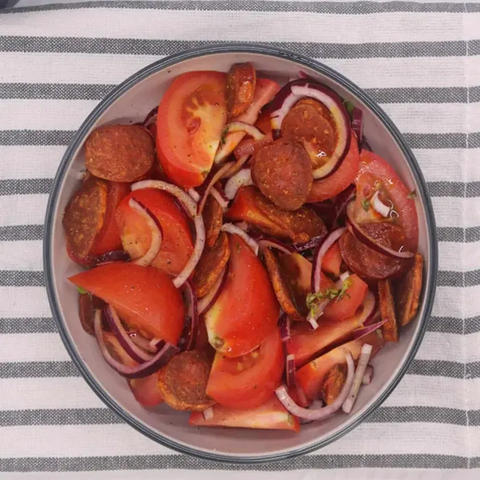 Gluten-Free Dairy-Free Chorizo & tomato salad — Spanish recipe