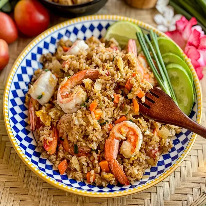 Dairy-Free Nut-Free Thai fried rice with prawns & peas — Thai recipe
