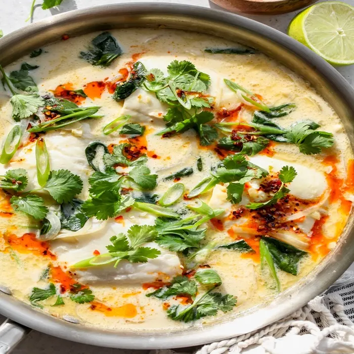 Dairy-Free Nut-Free Thai-style fish broth with greens — Thai recipe