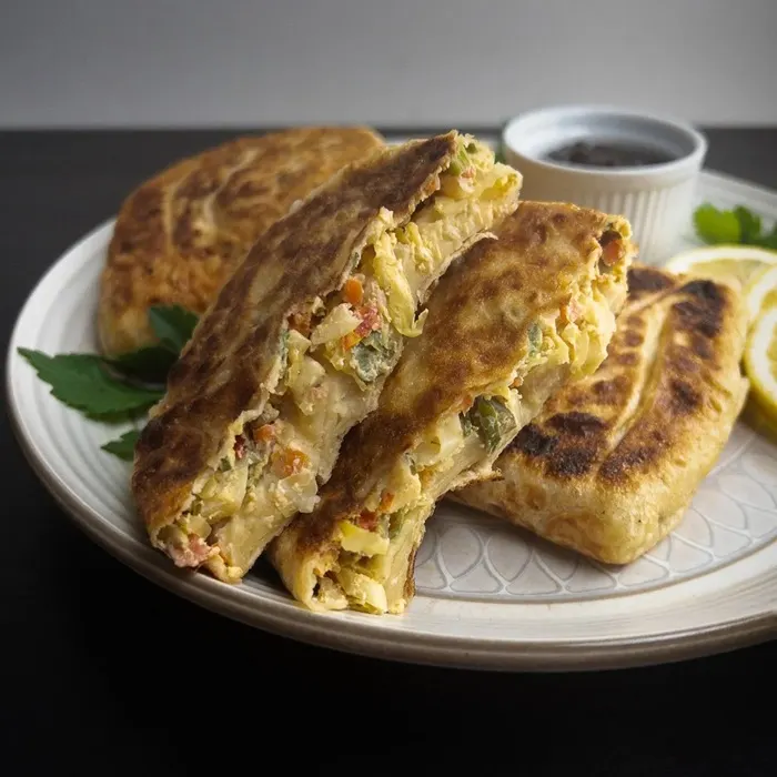Vegetarian Nut-Free Mutabbaq — Saudi Arabian recipe