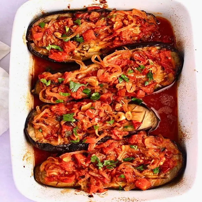 Gluten-Free Keto Imam bayildi with BBQ lamb & tzatziki — Turkish recipe