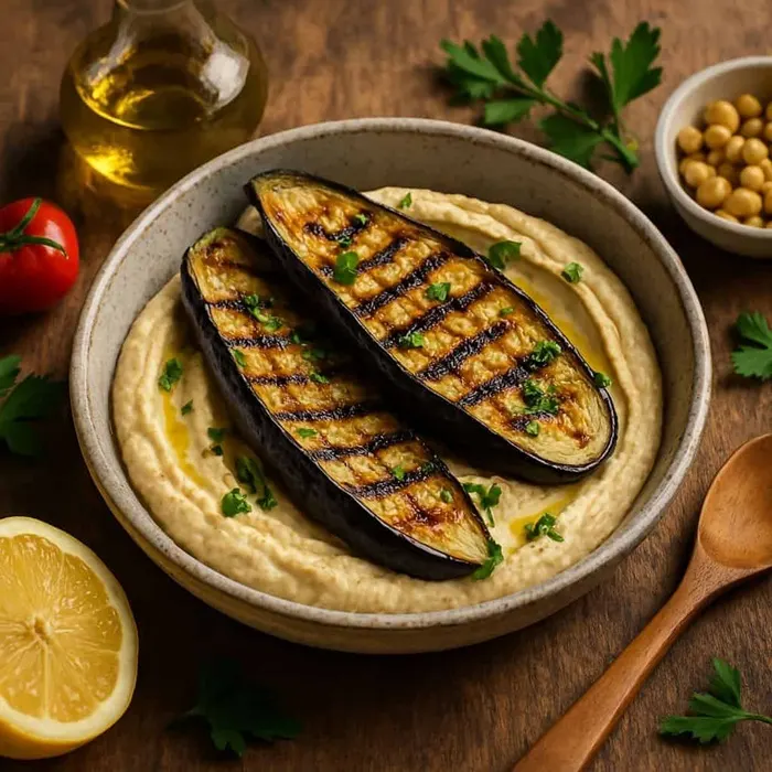 Vegan Vegetarian Eggplant & hummus grills — Turkish recipe