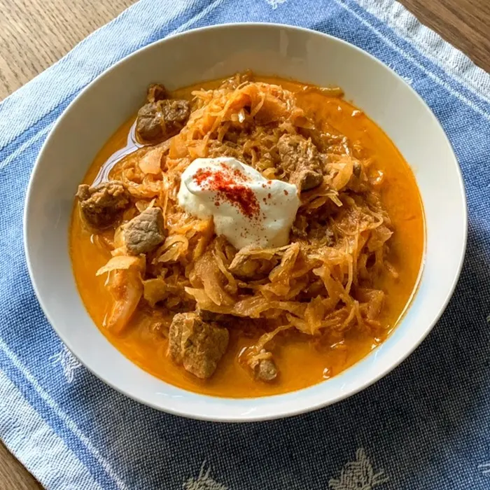 Nut-Free Shellfish-Free Pork & sauerkraut goulash — Polish recipe