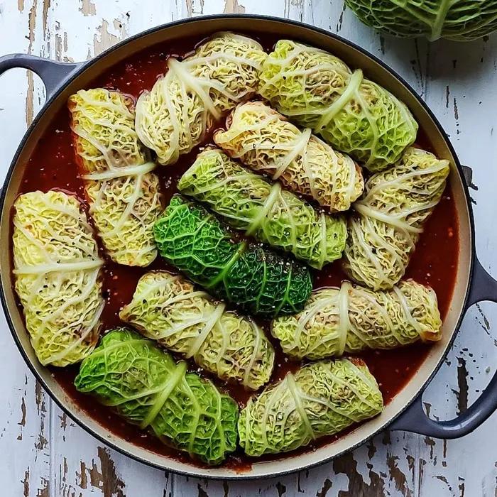 Vegetarian Gluten-Free Braised stuffed cabbage — Polish recipe