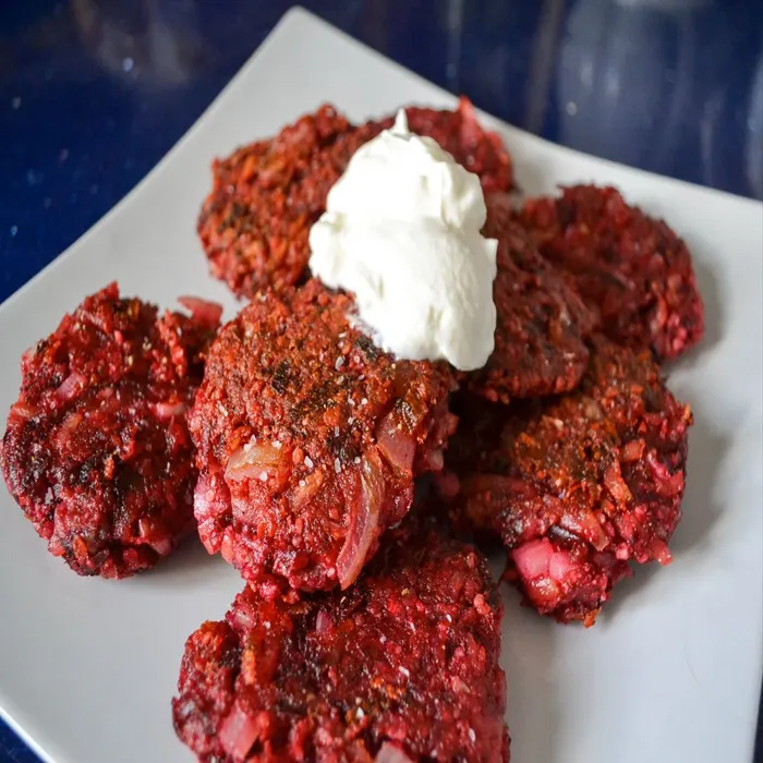 Vegetarian Nut-Free Beetroot latkes — Ukrainian recipe